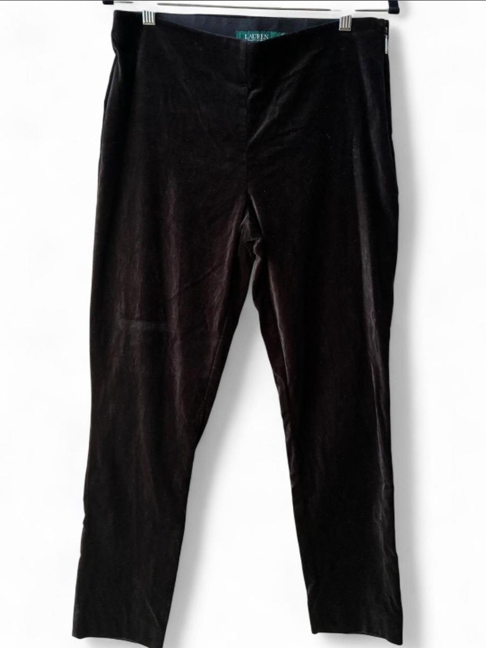 Lauren Ralph Lauren black velour dress pants whimsigoth dark academia party 8